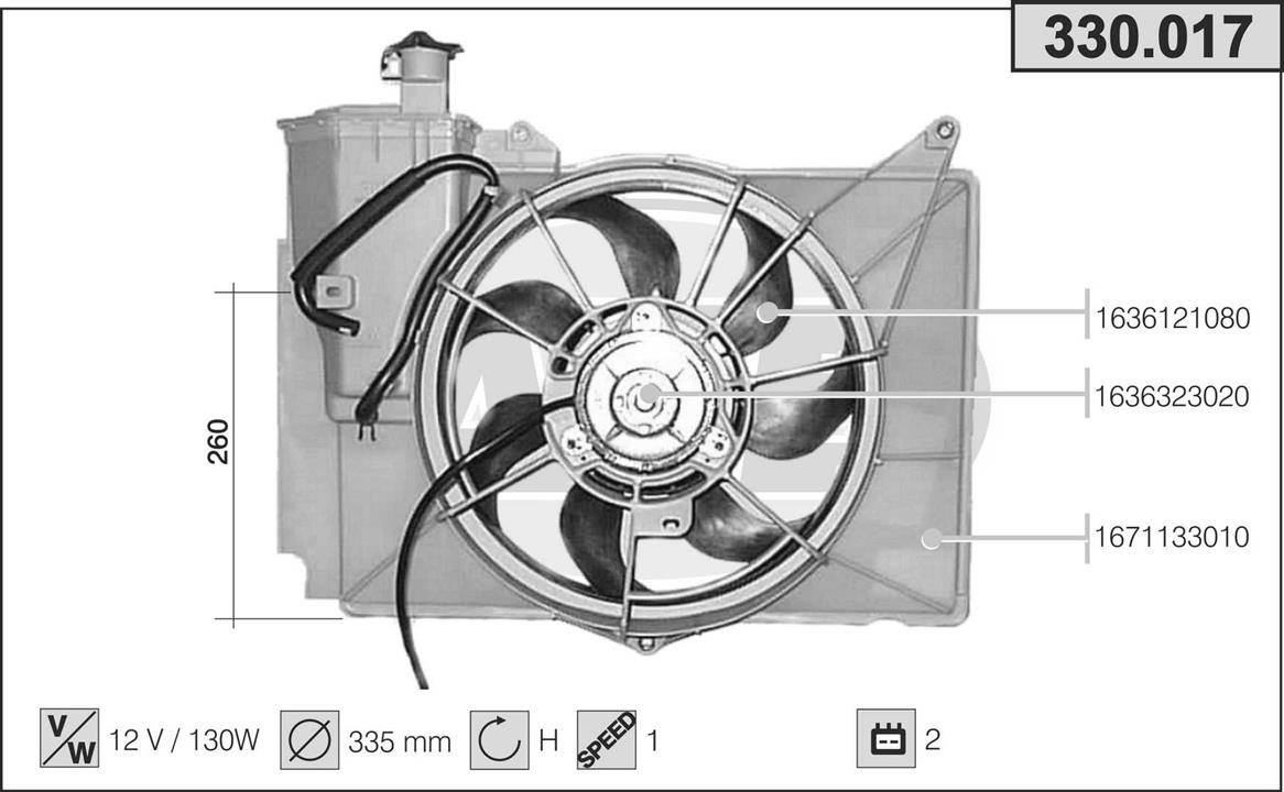AHE 330.017 Вентилятор, система охолодження двигуна 330017: Купити в Україні - Добра ціна на EXIST.UA!