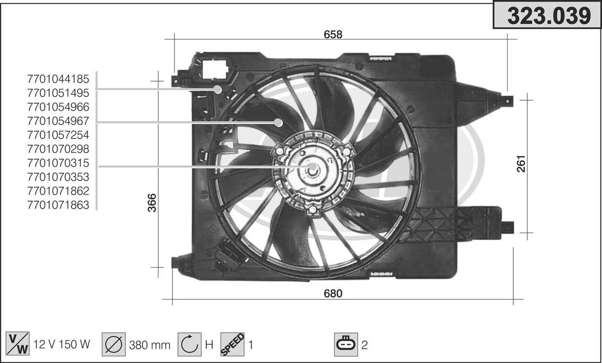 AHE 323.039 Вентилятор, система охолодження двигуна 323039: Купити в Україні - Добра ціна на EXIST.UA!