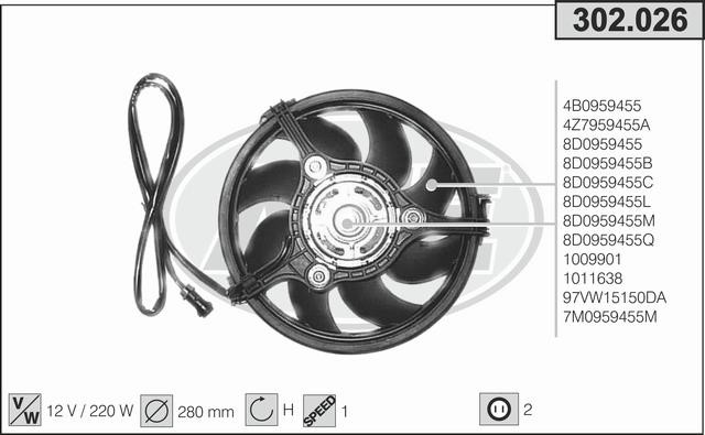 AHE 302.026 Вентилятор, система охолодження двигуна 302026: Купити в Україні - Добра ціна на EXIST.UA!