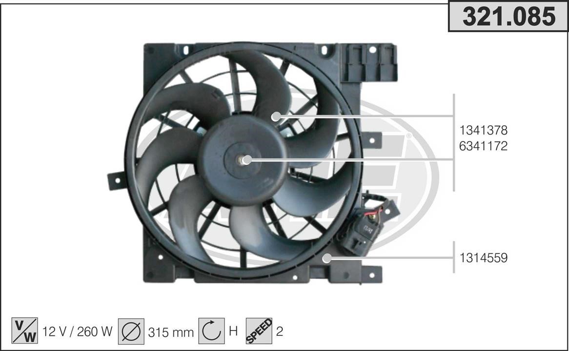 AHE 321.085 Вентилятор, система охолодження двигуна 321085: Купити в Україні - Добра ціна на EXIST.UA!