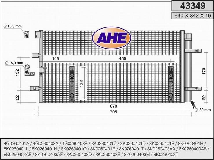 AHE 43349 Радіатор кондиціонера (Конденсатор) 43349: Приваблива ціна - Купити в Україні на EXIST.UA!