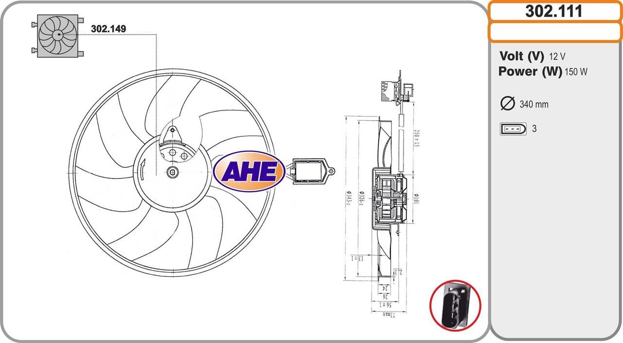 AHE 302.111 Вентилятор, система охолодження двигуна 302111: Купити в Україні - Добра ціна на EXIST.UA!