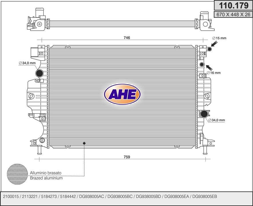 AHE 110.179 Радіатор, система охолодження двигуна 110179: Купити в Україні - Добра ціна на EXIST.UA!