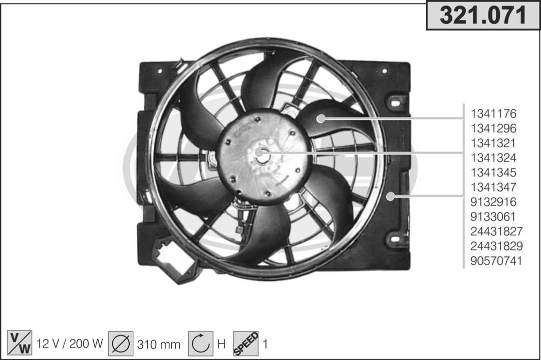 AHE 321.071 Вентилятор, система охолодження двигуна 321071: Купити в Україні - Добра ціна на EXIST.UA!