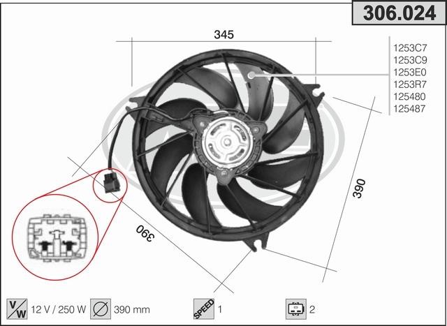 AHE 306.024 Вентилятор, система охолодження двигуна 306024: Купити в Україні - Добра ціна на EXIST.UA!