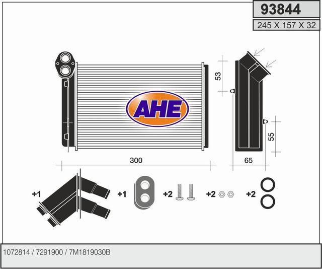AHE 93844 Радіатор опалювача салону 93844: Приваблива ціна - Купити в Україні на EXIST.UA!