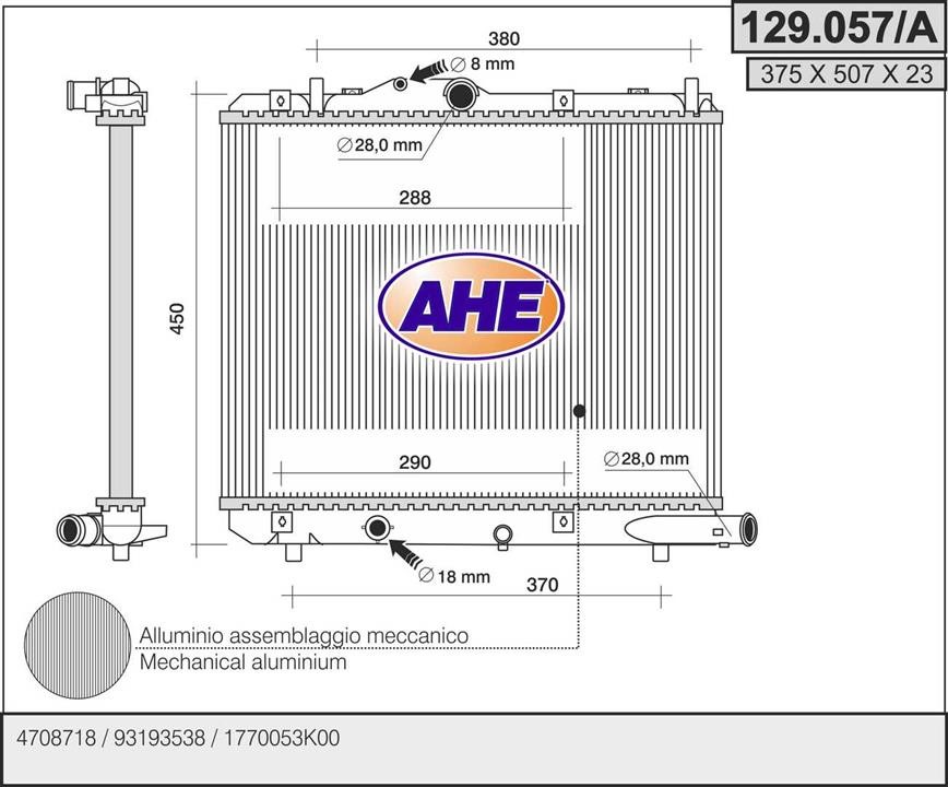 AHE 129.057/A Радіатор, система охолодження двигуна 129057A: Купити в Україні - Добра ціна на EXIST.UA!