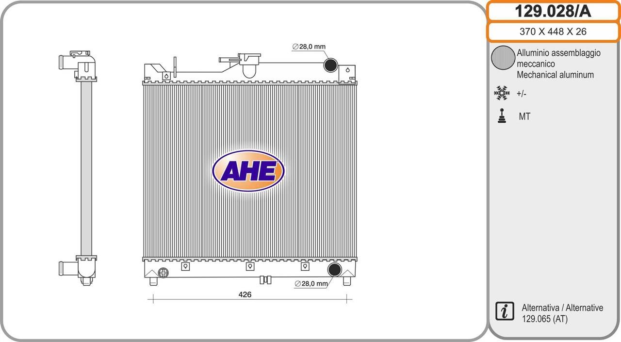 AHE 129.028/A Радіатор, система охолодження двигуна 129028A: Купити в Україні - Добра ціна на EXIST.UA!