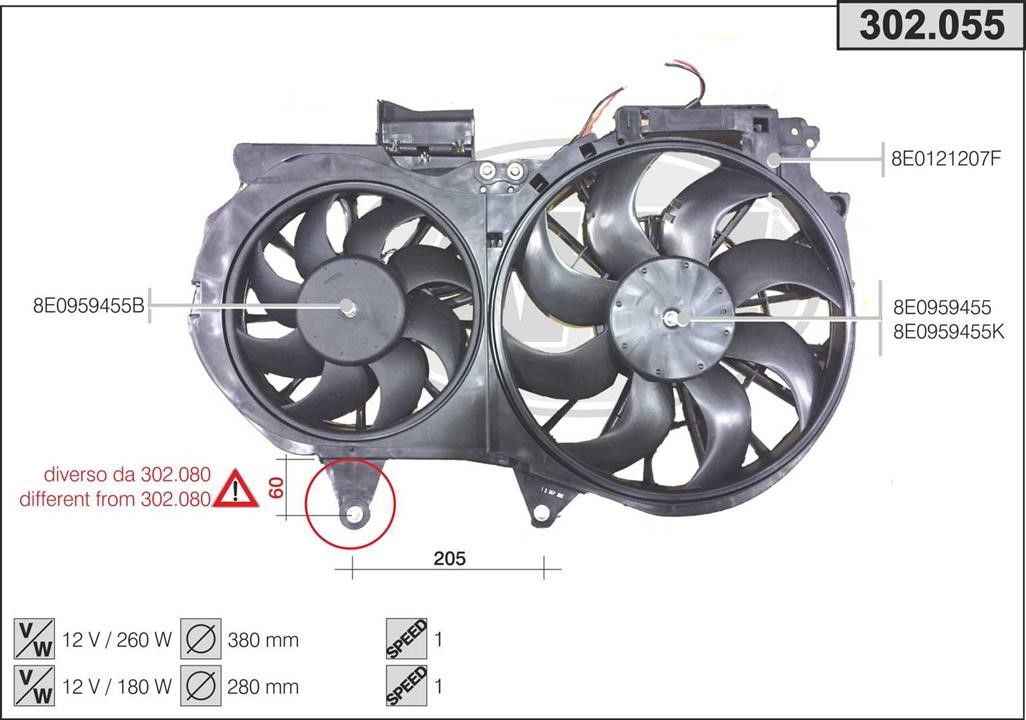 AHE 302.055 Вентилятор, система охолодження двигуна 302055: Купити в Україні - Добра ціна на EXIST.UA!