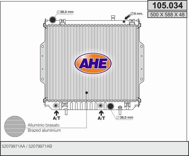AHE 105034 Радіатор охолодження двигуна 105034: Купити в Україні - Добра ціна на EXIST.UA!