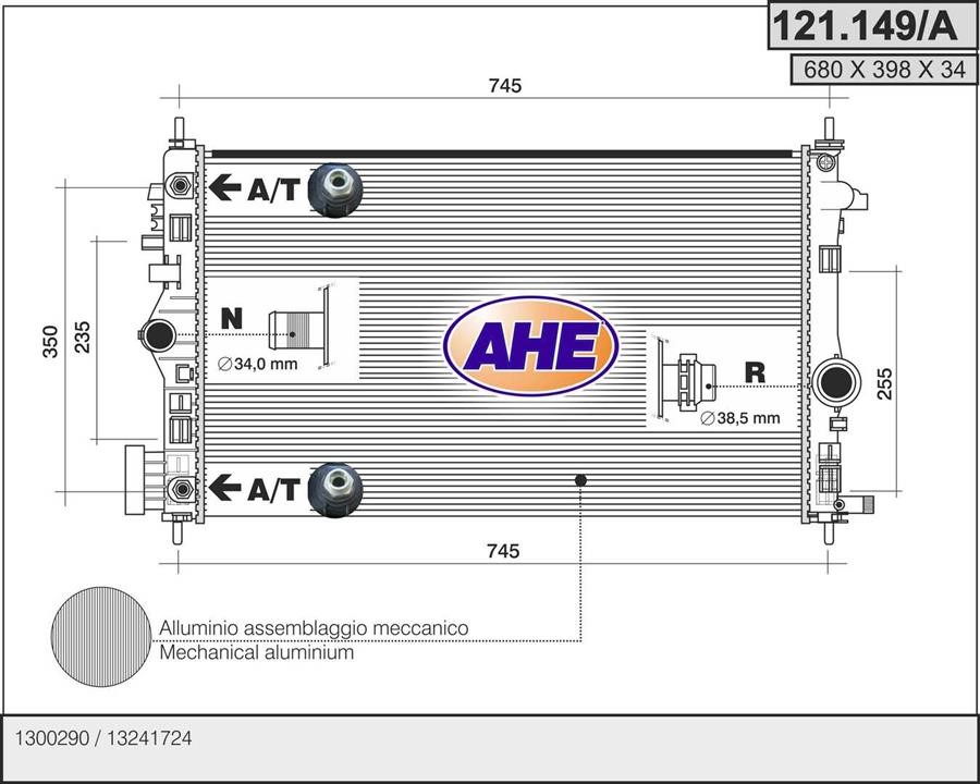 AHE 121.149/A Радіатор, система охолодження двигуна 121149A: Купити в Україні - Добра ціна на EXIST.UA!