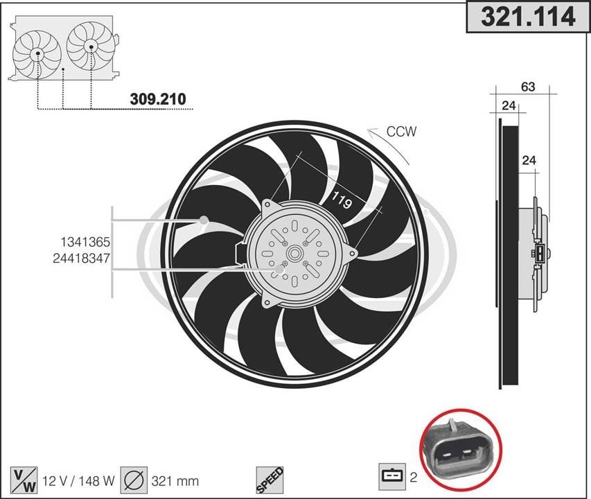 AHE 321.114 Вентилятор, система охолодження двигуна 321114: Купити в Україні - Добра ціна на EXIST.UA!