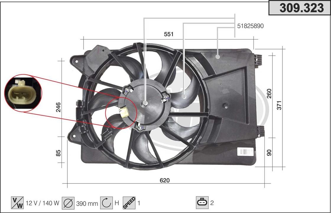 AHE 309.323 Вентилятор, система охолодження двигуна 309323: Купити в Україні - Добра ціна на EXIST.UA!