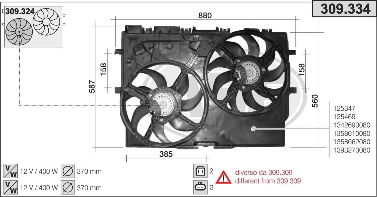 AHE 309.334 Вентилятор, система охолодження двигуна 309334: Купити в Україні - Добра ціна на EXIST.UA!