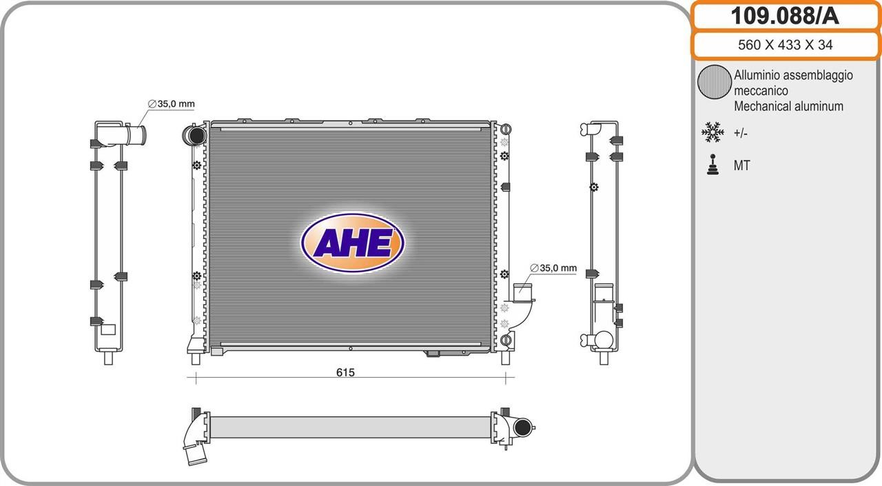 AHE 109.088/A Радіатор, система охолодження двигуна 109088A: Купити в Україні - Добра ціна на EXIST.UA!