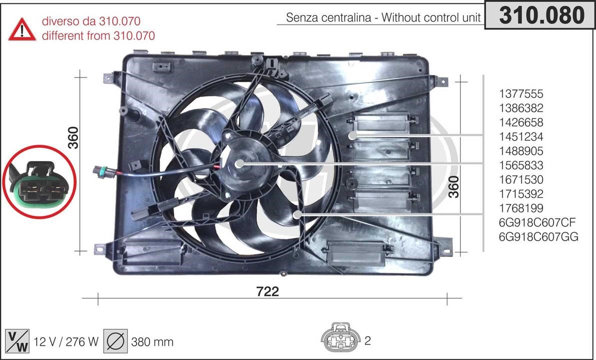 AHE 310.080 Вентилятор, система охолодження двигуна 310080: Купити в Україні - Добра ціна на EXIST.UA!