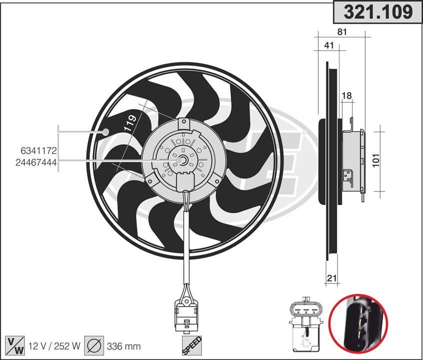 AHE 321.109 Вентилятор, система охолодження двигуна 321109: Купити в Україні - Добра ціна на EXIST.UA!