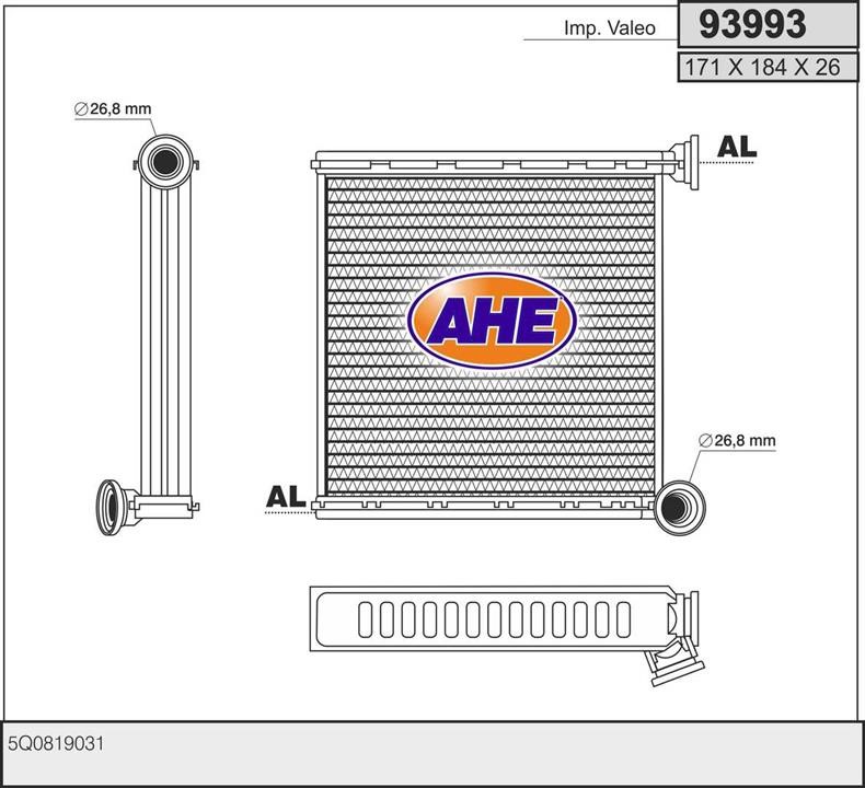 AHE 93993 Теплообмінник, система опалення салону 93993: Приваблива ціна - Купити в Україні на EXIST.UA!