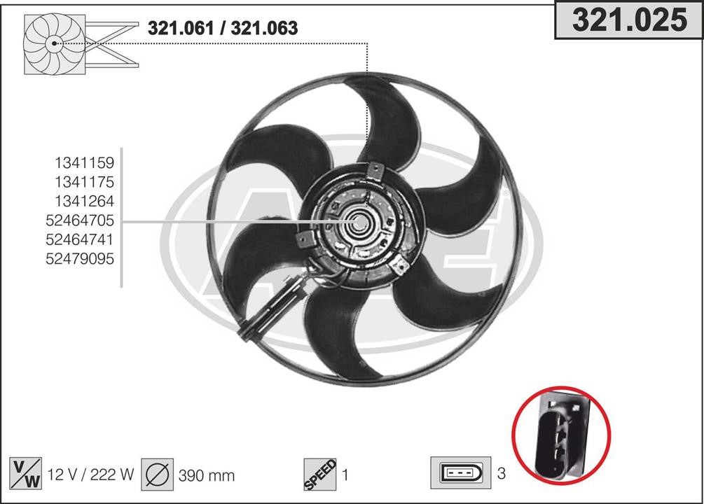 AHE 321.025 Вентилятор, система охолодження двигуна 321025: Купити в Україні - Добра ціна на EXIST.UA!