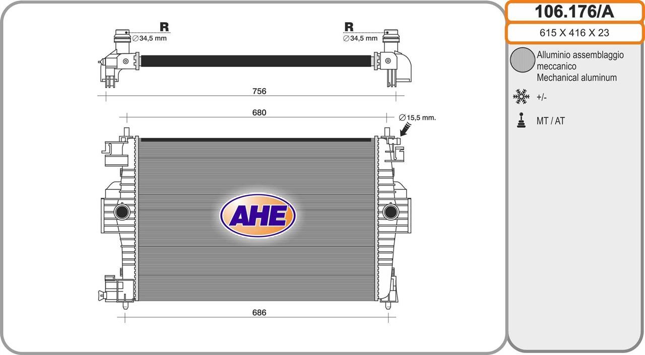 AHE 106.176/A Радіатор, система охолодження двигуна 106176A: Купити в Україні - Добра ціна на EXIST.UA!