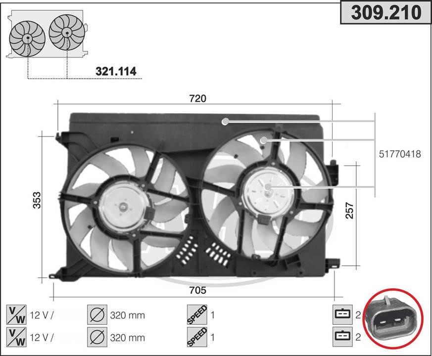 AHE 309.210 Вентилятор, система охолодження двигуна 309210: Купити в Україні - Добра ціна на EXIST.UA!
