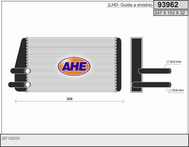 AHE 93962 Теплообмінник, система опалення салону 93962: Приваблива ціна - Купити в Україні на EXIST.UA!