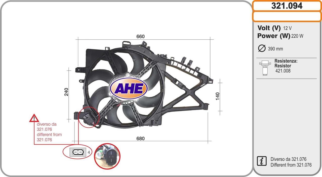AHE 321.094 Вентилятор, система охолодження двигуна 321094: Купити в Україні - Добра ціна на EXIST.UA!