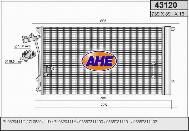 AHE 43120 Радіатор кондиціонера (Конденсатор) 43120: Купити в Україні - Добра ціна на EXIST.UA!