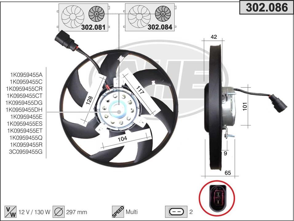 AHE 302.086 Вентилятор, система охолодження двигуна 302086: Купити в Україні - Добра ціна на EXIST.UA!