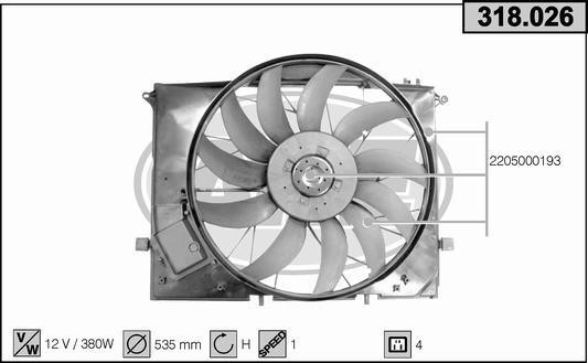 AHE 318.026 Вентилятор, система охолодження двигуна 318026: Купити в Україні - Добра ціна на EXIST.UA!