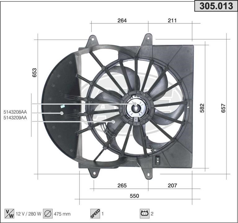 AHE 305.013 Вентилятор, система охолодження двигуна 305013: Купити в Україні - Добра ціна на EXIST.UA!