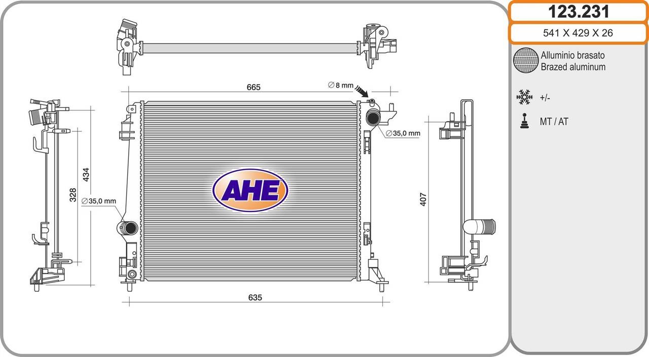 AHE 123.231 Радіатор, система охолодження двигуна 123231: Купити в Україні - Добра ціна на EXIST.UA!