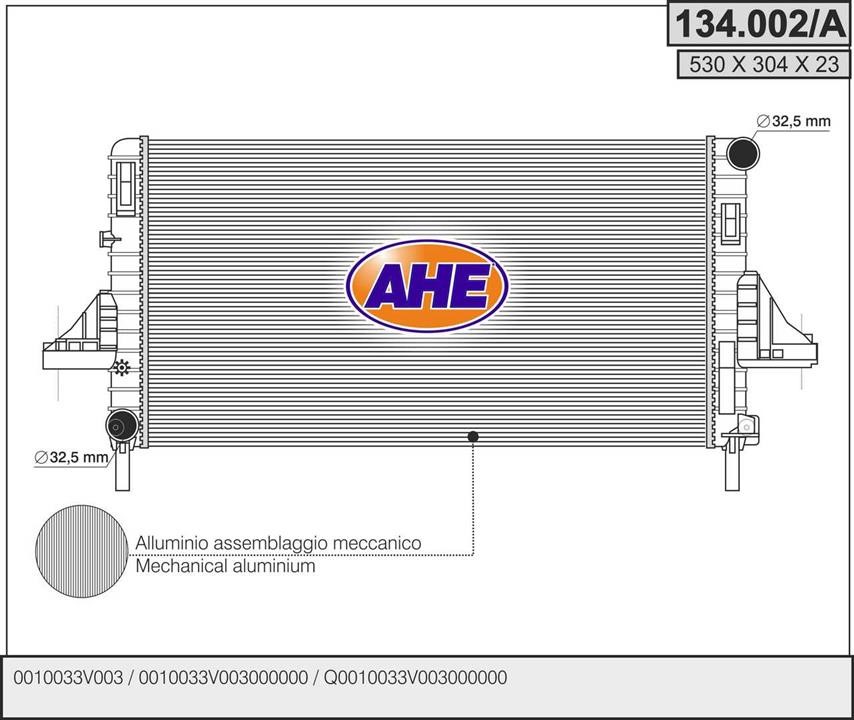 AHE 134.002/A Радіатор, система охолодження двигуна 134002A: Купити в Україні - Добра ціна на EXIST.UA!