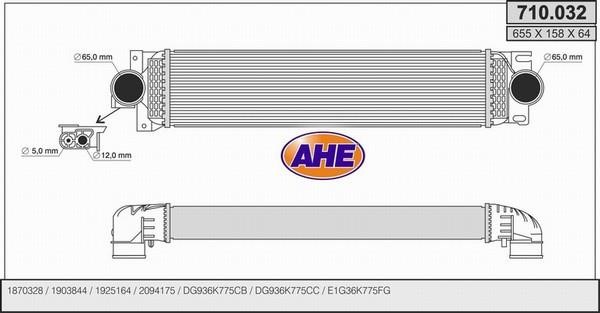 AHE 710.032 Охолоджувач наддувального повітря 710032: Купити в Україні - Добра ціна на EXIST.UA!