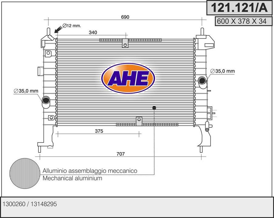 AHE 121.121/A Радіатор, система охолодження двигуна 121121A: Купити в Україні - Добра ціна на EXIST.UA!