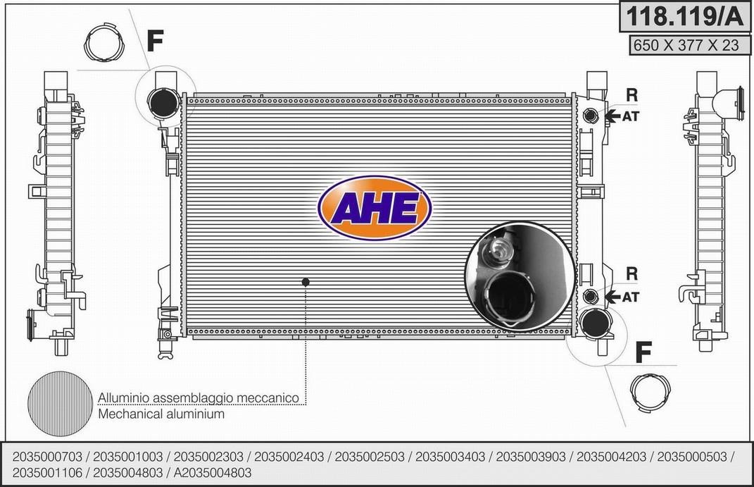 AHE 118.119/A Радіатор, система охолодження двигуна 118119A: Купити в Україні - Добра ціна на EXIST.UA!