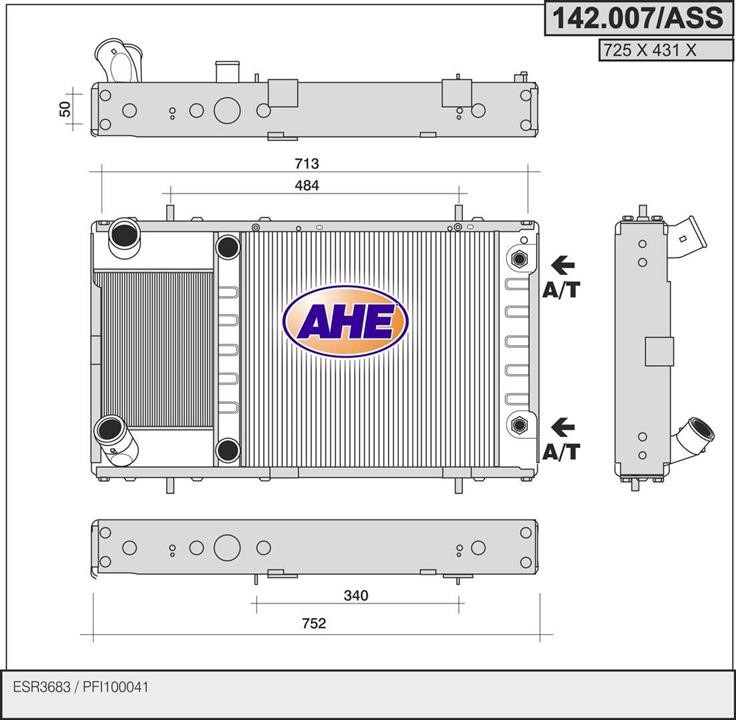 AHE 142.007/ASS Радіатор, система охолодження двигуна 142007ASS: Купити в Україні - Добра ціна на EXIST.UA!