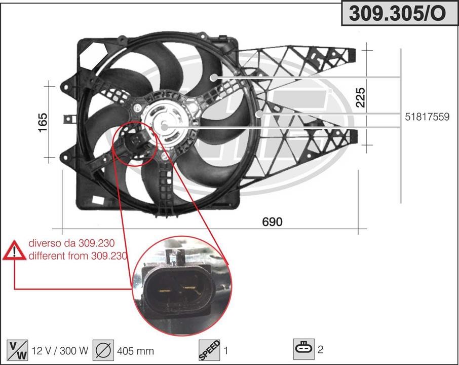 AHE 309.305/O Вентилятор, система охолодження двигуна 309305O: Купити в Україні - Добра ціна на EXIST.UA!