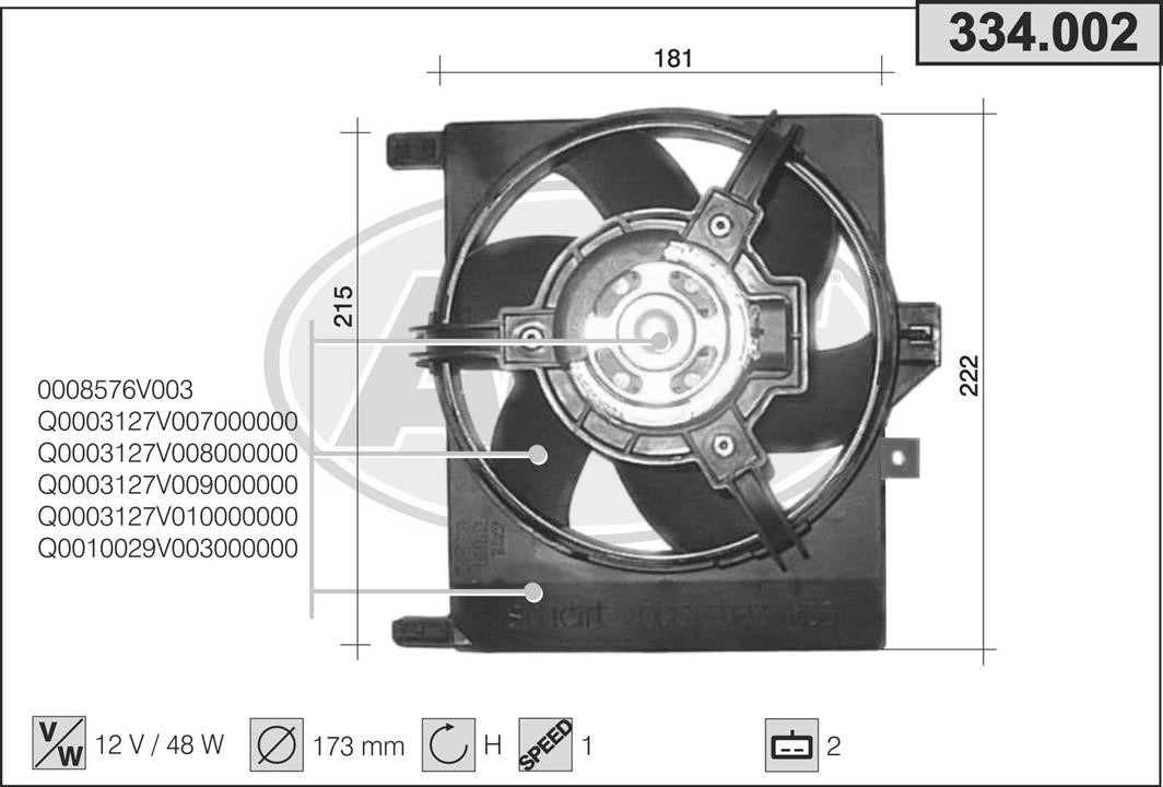 AHE 334.002 Вентилятор, система охолодження двигуна 334002: Купити в Україні - Добра ціна на EXIST.UA!