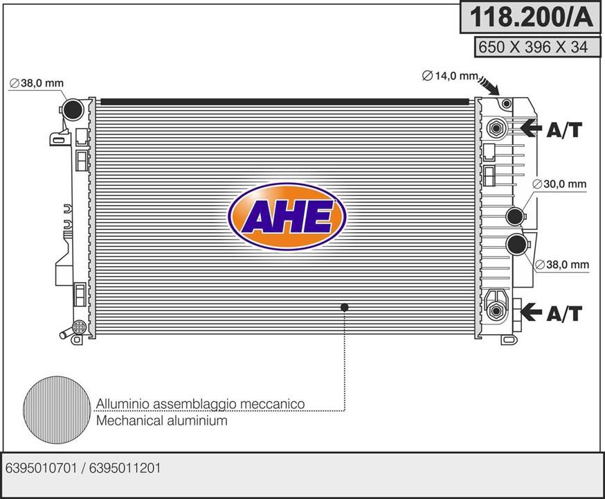 AHE 118.200/A Радіатор, система охолодження двигуна 118200A: Купити в Україні - Добра ціна на EXIST.UA!