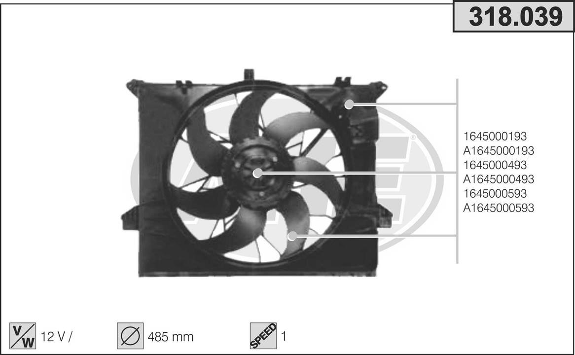 AHE 318.039 Вентилятор, система охолодження двигуна 318039: Купити в Україні - Добра ціна на EXIST.UA!
