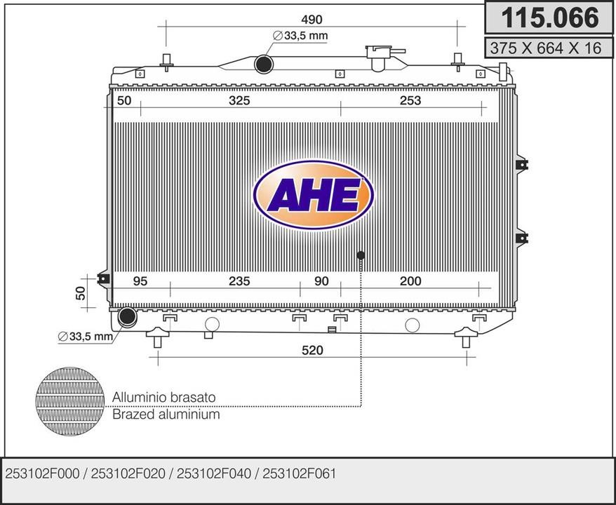 AHE 115.066 Радіатор, система охолодження двигуна 115066: Купити в Україні - Добра ціна на EXIST.UA!