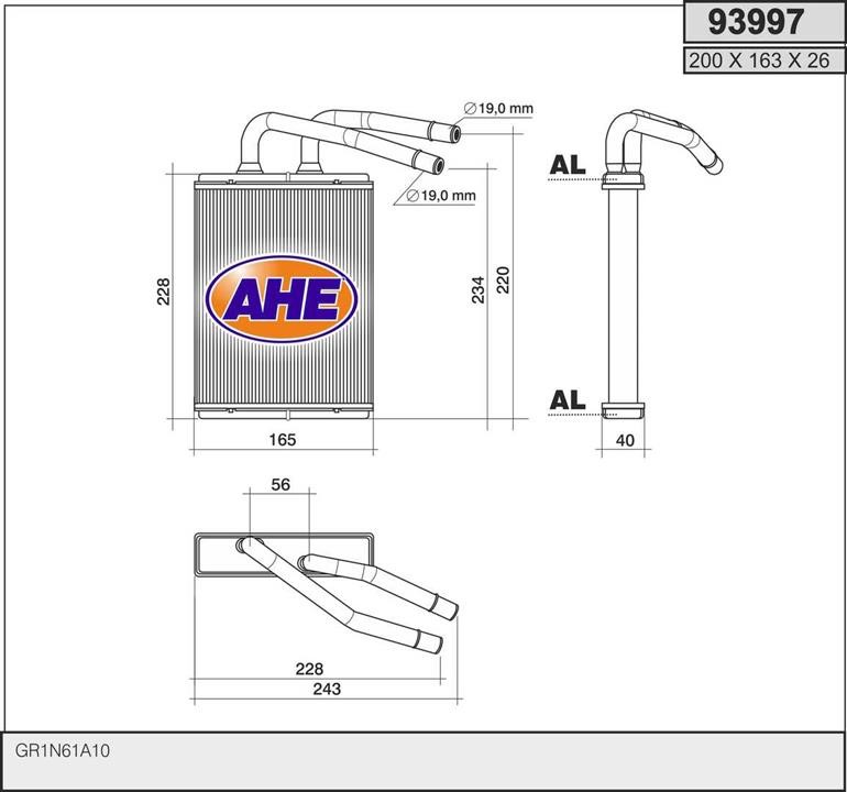 AHE 93997 Теплообмінник, система опалення салону 93997: Приваблива ціна - Купити в Україні на EXIST.UA!