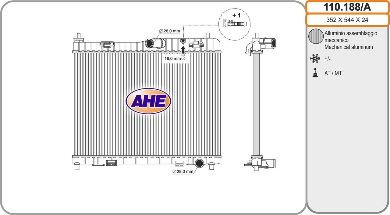 AHE 110.188/A Радіатор, система охолодження двигуна 110188A: Купити в Україні - Добра ціна на EXIST.UA!