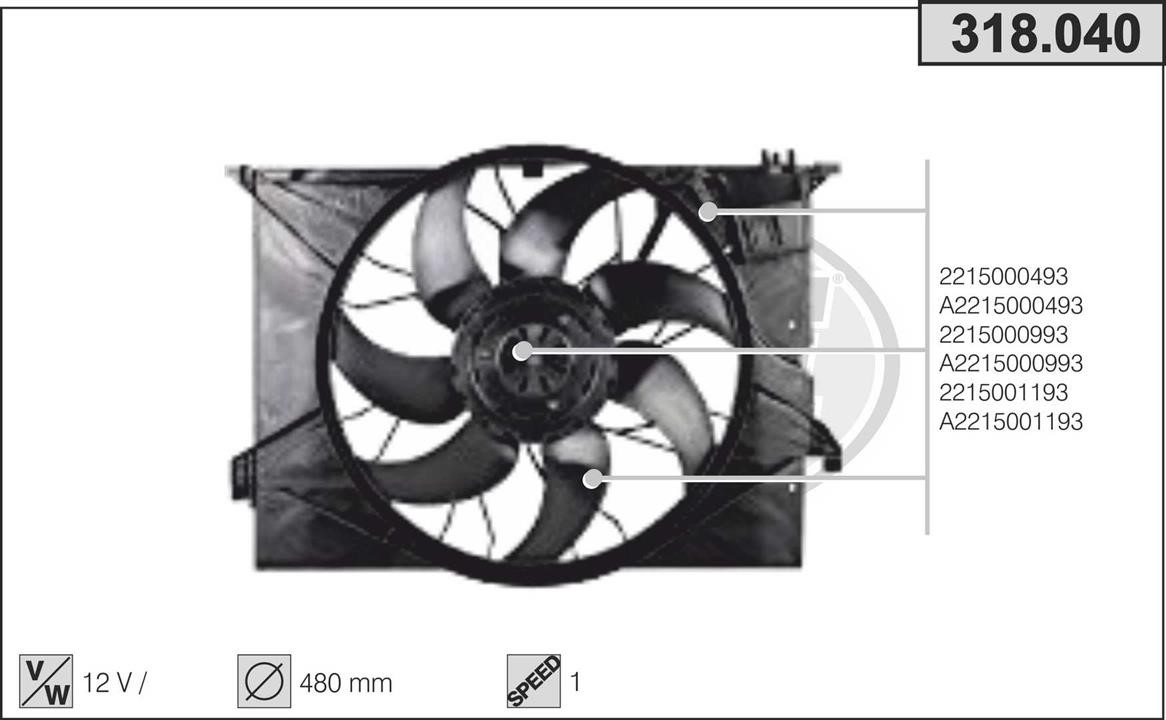 AHE 318.040 Вентилятор, система охолодження двигуна 318040: Купити в Україні - Добра ціна на EXIST.UA!