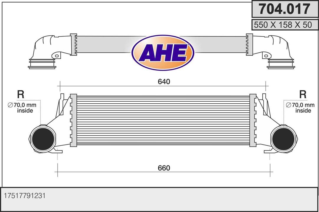 AHE 704.017 Охолоджувач наддувального повітря 704017: Купити в Україні - Добра ціна на EXIST.UA!
