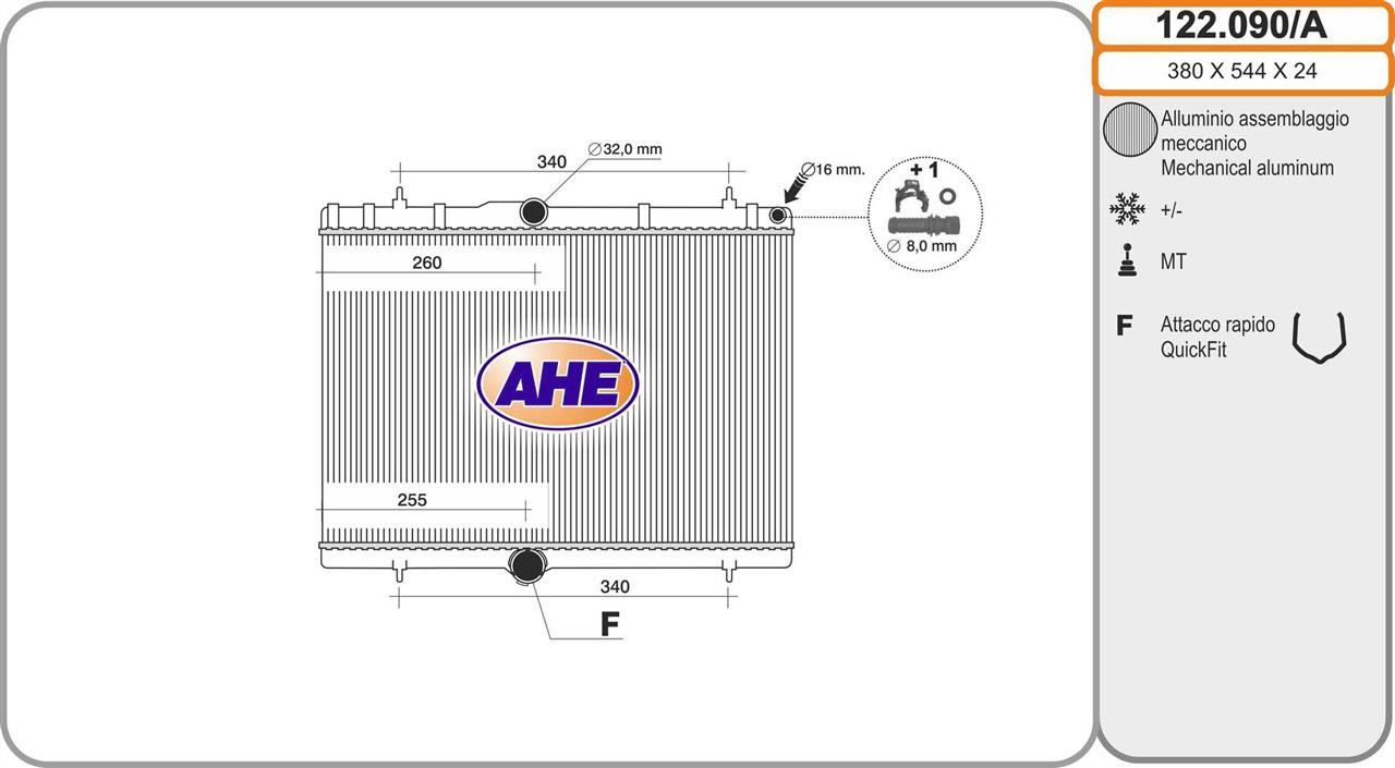 AHE 122.090/A Радіатор, система охолодження двигуна 122090A: Купити в Україні - Добра ціна на EXIST.UA!