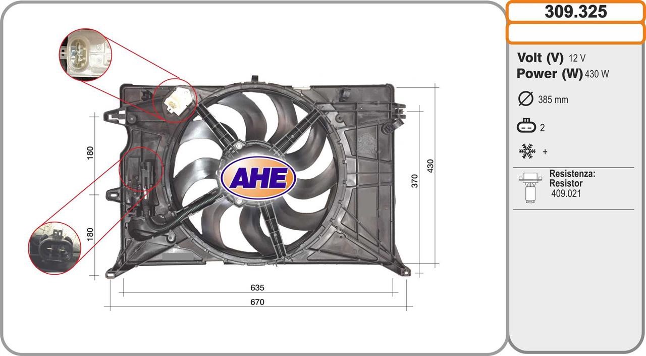 AHE 309.325 Вентилятор, система охолодження двигуна 309325: Купити в Україні - Добра ціна на EXIST.UA!