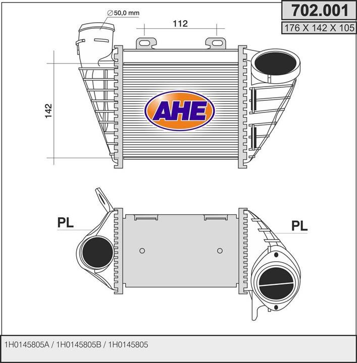 AHE 702.001 Охолоджувач наддувального повітря 702001: Купити в Україні - Добра ціна на EXIST.UA!