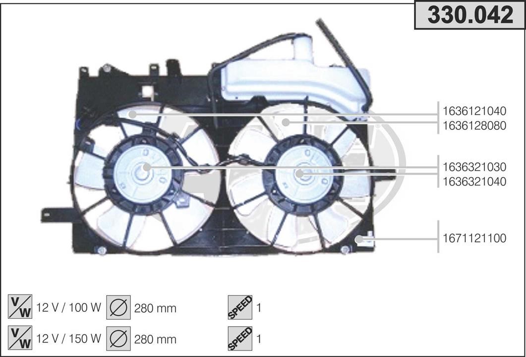 AHE 330.042 Вентилятор, система охолодження двигуна 330042: Купити в Україні - Добра ціна на EXIST.UA!